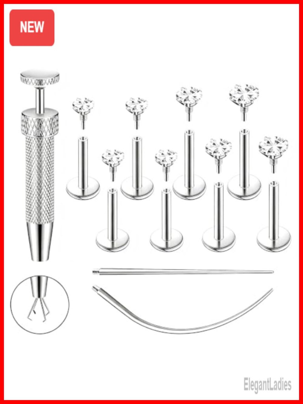 16G 18G Flat Back Earrings Stud 316L Surgical Stainless Steel Internal Thread